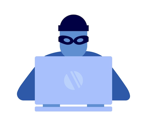 Hacker with laptop icon Vector illustration