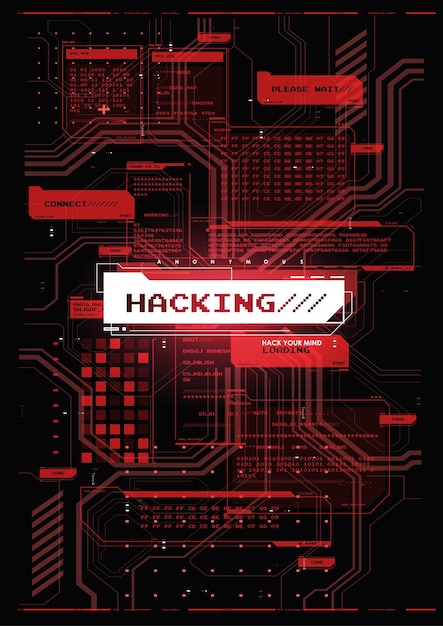Hacking process. Futuristic UI concept. Internet privacy and safety. Futuristic interface elements set. Hud background. Hacker interface. Abstract terminal console.