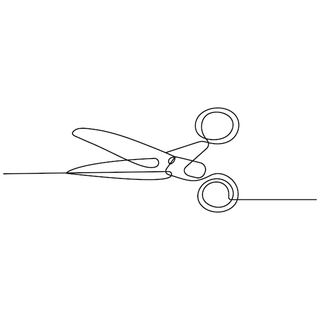Hair scissors icon continuous one line drawing of outline vector illustration