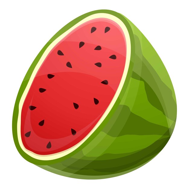 Half fresh watermelon icon Cartoon of half fresh watermelon vector icon for web design isolated on white background