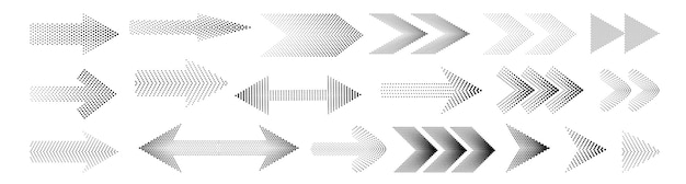 Halftone arrows halftone dots set Vector arrow collection