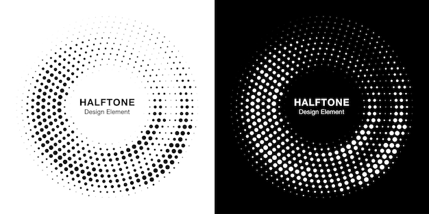 halftone circle dotted frame circle set