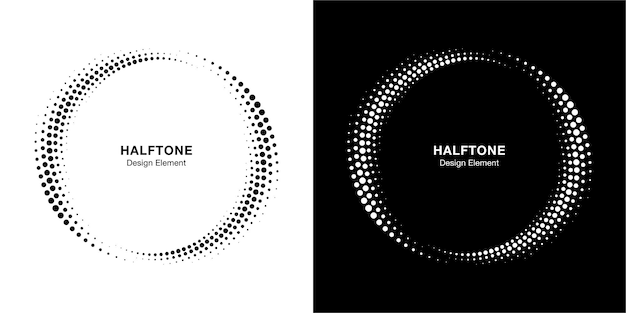 halftone circle dotted frame circularly distributed set.