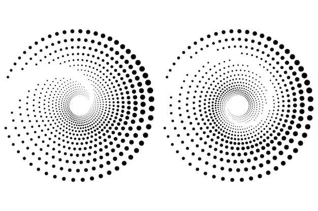 halftone circle with text round dotted design element for bannersdotted circular logo halfton