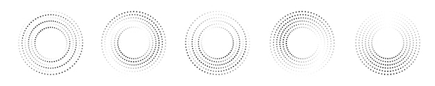 halftone dot circle frame vector. round dotted pattern template geometric background