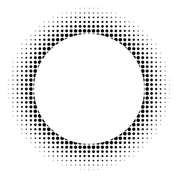 Halftone Dot Circle on White Background