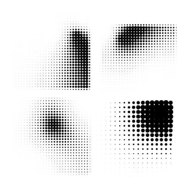 Halftone Dots and Gradient Square Composition