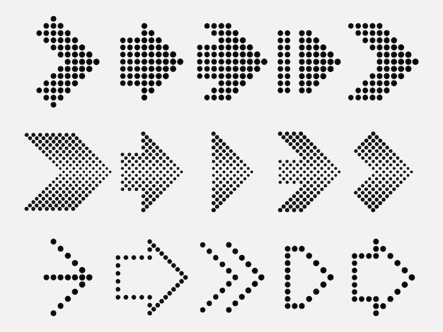 Halftone dots arrows set