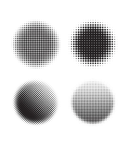 Halftone dots circles design set stock illustration