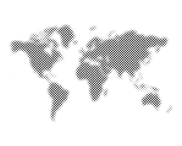 Halftone world map Vector illustration