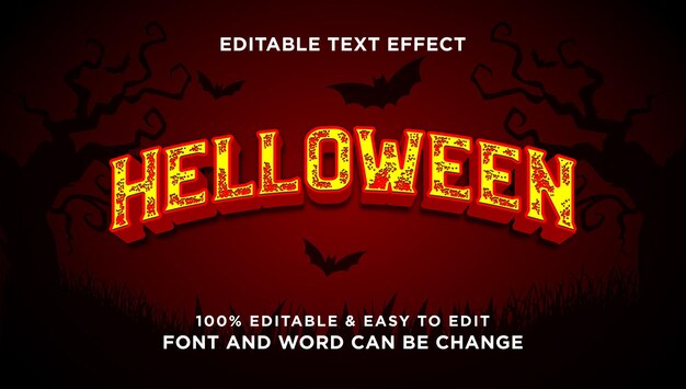 halloween text effect with modern 3d style that can be edited