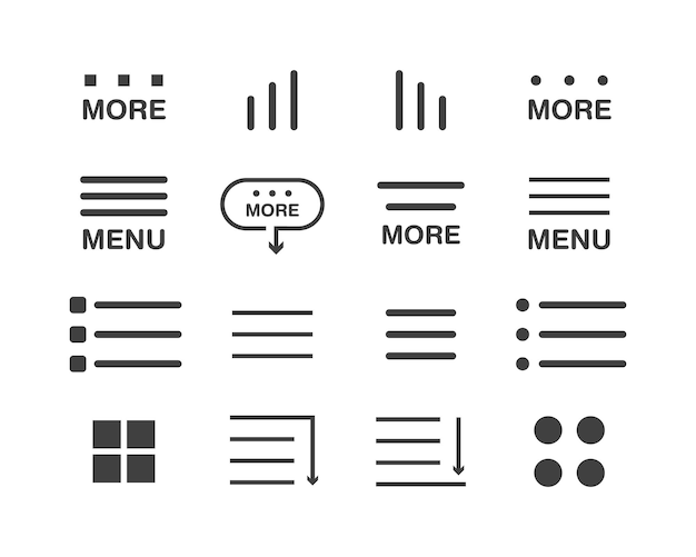 Hamburger menu icon buttons UI navigation mobile app Vector design elements user Interface icons