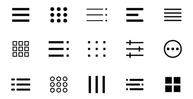 Hamburger website navigation menu Hamburger menu icons Vector set of menu button elements hamburger menu Vector illustration