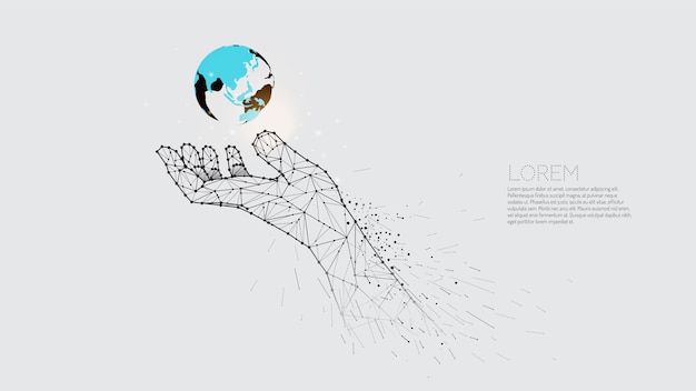 Hand caring under the world