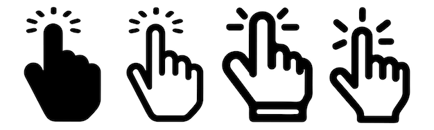 Hand cursor icon set vector art illustration
