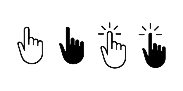 Hand cursor icon vector and Hand click icon set