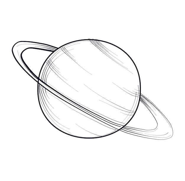 Hand drawing of the planet saturn vector illustration