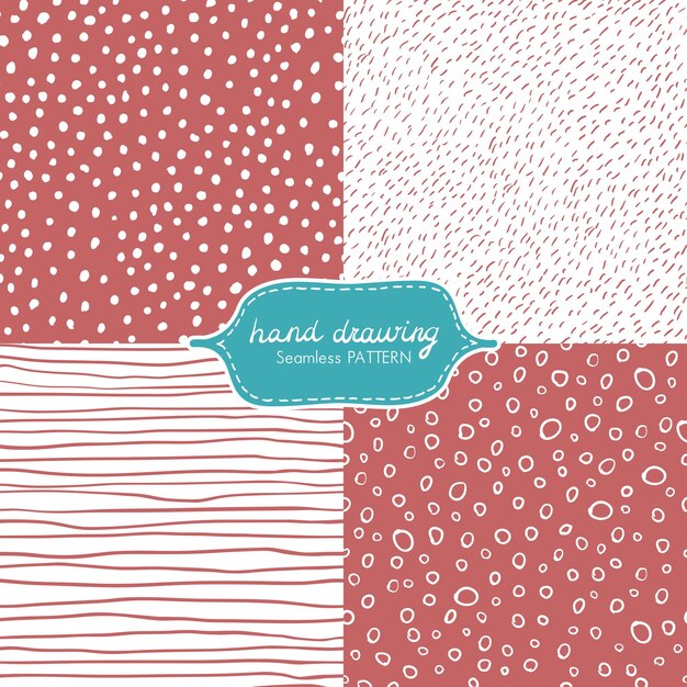 Hand Drawing Seamless Pattern with Dash Scribble Wave