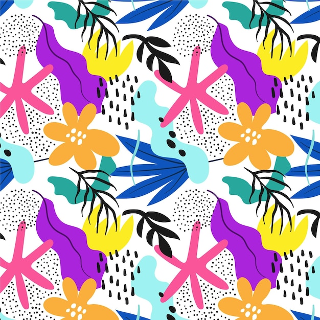 Hand drawn abstract leaves pattern
