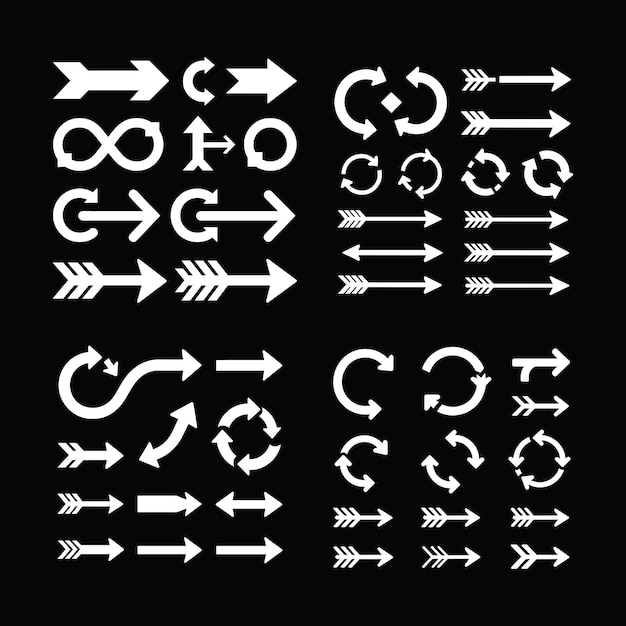 Hand Drawn Arrow Icon Set Black Decorative Arrows Collection on White Background