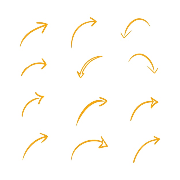 hand drawn arrow icon set on white background vector illustration in trendy flat style
