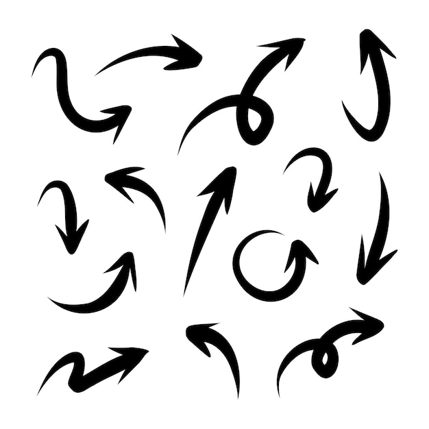hand drawn arrow set Doodle illustration
