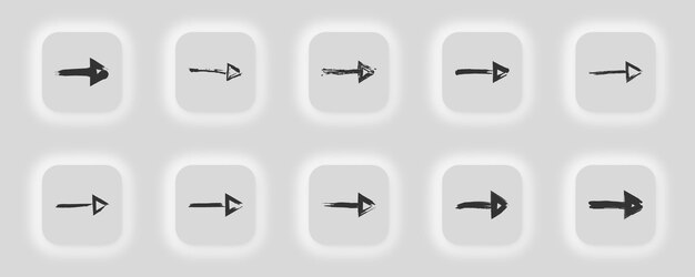 Hand drawn arrows icon set Brush paint arrow black illustration symbol Sign grunge dirt arrow vector