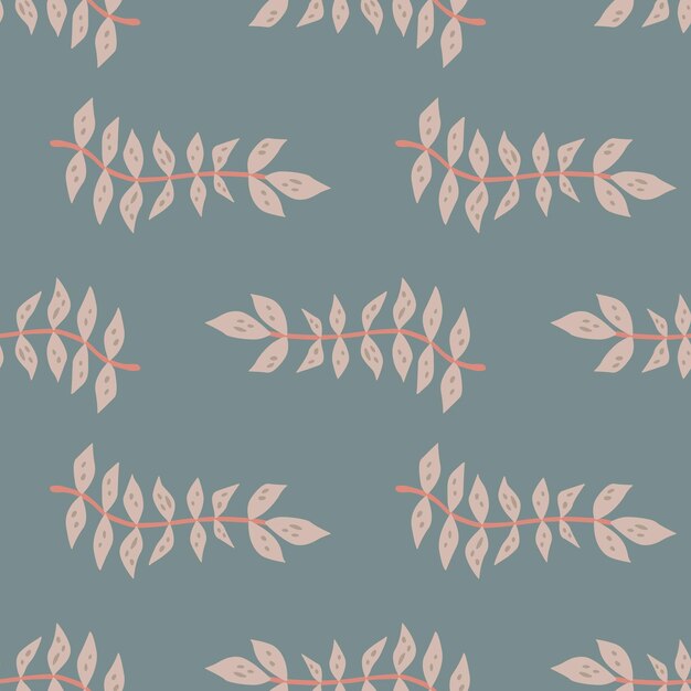 hand drawn branches with leaves seamless pattern simple organic background