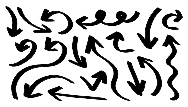 Hand drawn brush vector arrows