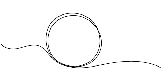 Hand drawn circle frame on white background Round hand drawn frame one line drawing vector