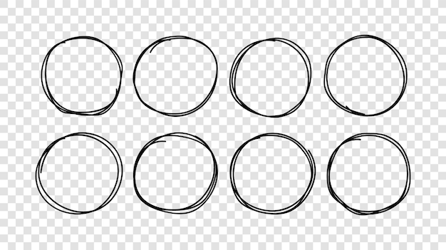 hand drawn circles sketch frame set. vector round scribble line circles.