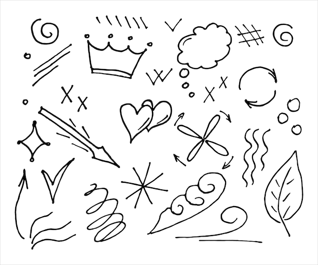 Hand drawn collection of doodle elements for design concept