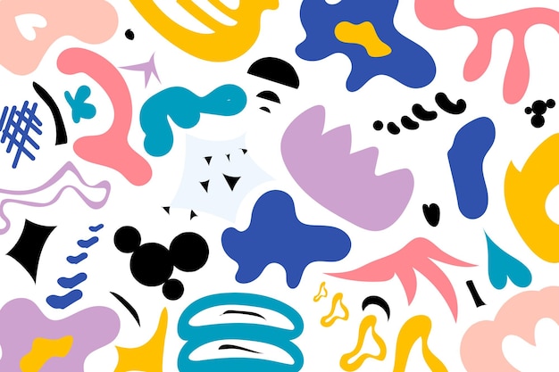 Hand drawn colorful abstract organic shapes background