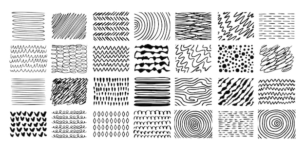 Hand drawn crosshatch line drawing set different pen scratch doodle isolated vector vector