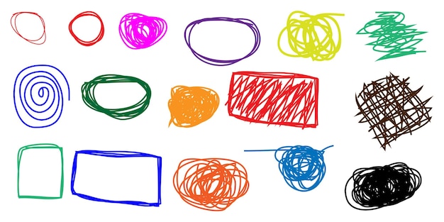 Hand drawn different shapes Colorful tangled backdrops doodles for artwork elements for design