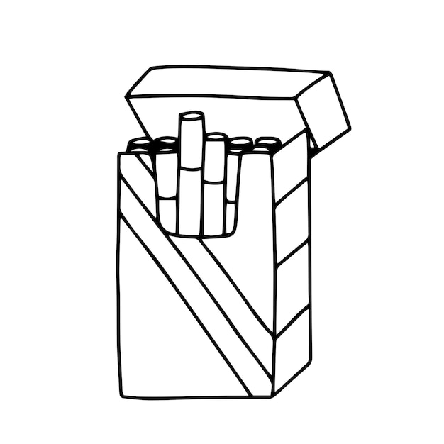 Hand drawn doodle pack of cigarettes vector illustration
