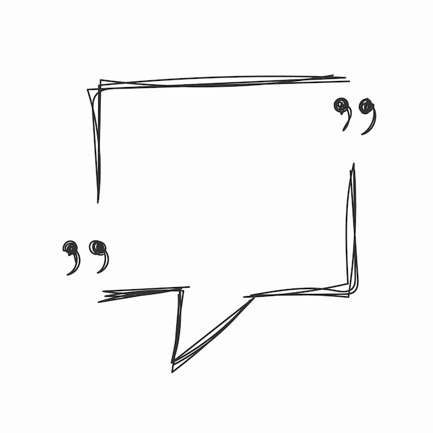 Hand drawn doodle speech bubbles sketch frames Quote commas message quotation marks scribble