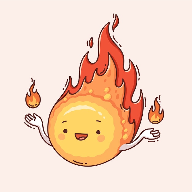 Hand drawn fireball cartoon illustration