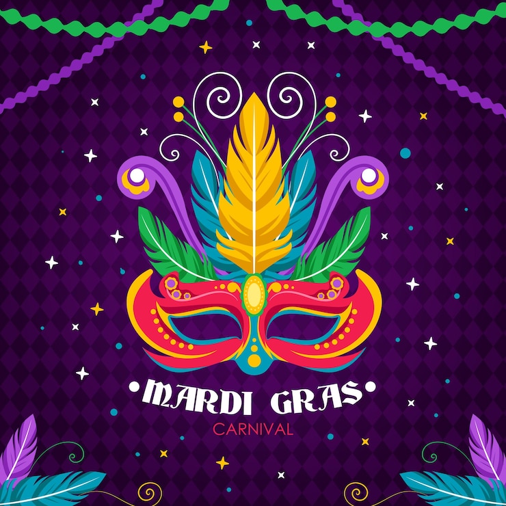 Vektori hand drawn flat mardi gras mask