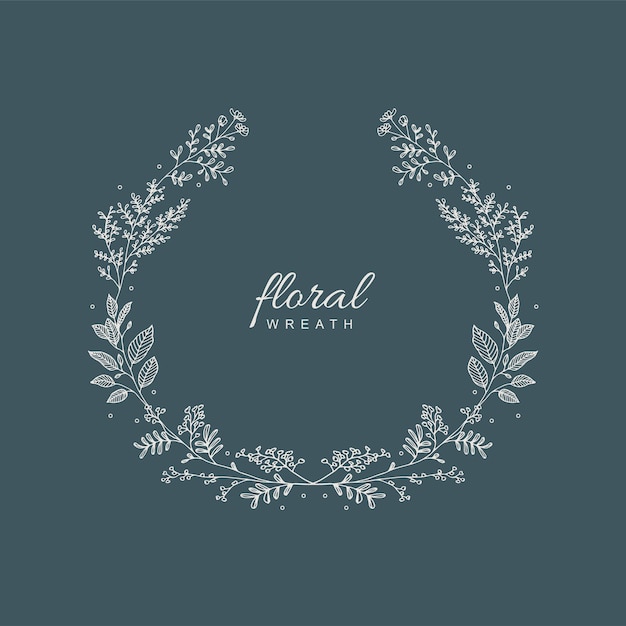 Hand Drawn Floral wreath frame