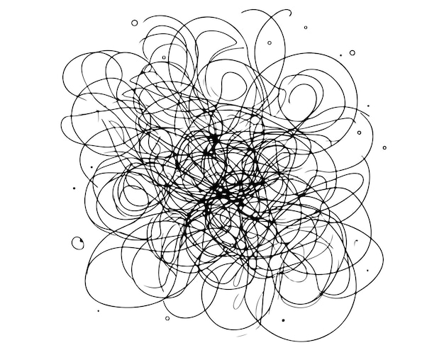 Hand drawn hatching shapes line Wavy tangled doodles