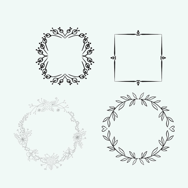 Hand drawn line border frame vector design element set Template for invitation or greeting card