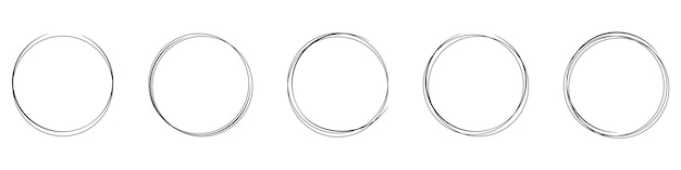 Hand drawn line circle on transparent backdrop Line art sketch design round circular EPS 10