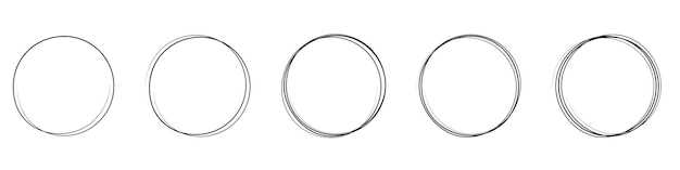 Hand drawn line circle on transparent backdrop Line art sketch design round circular EPS 10