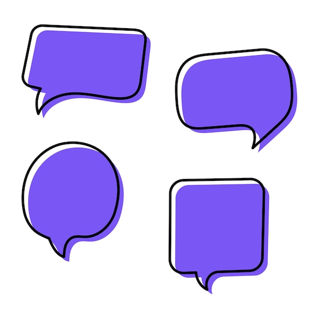 hand drawn message bubbles set offset colours