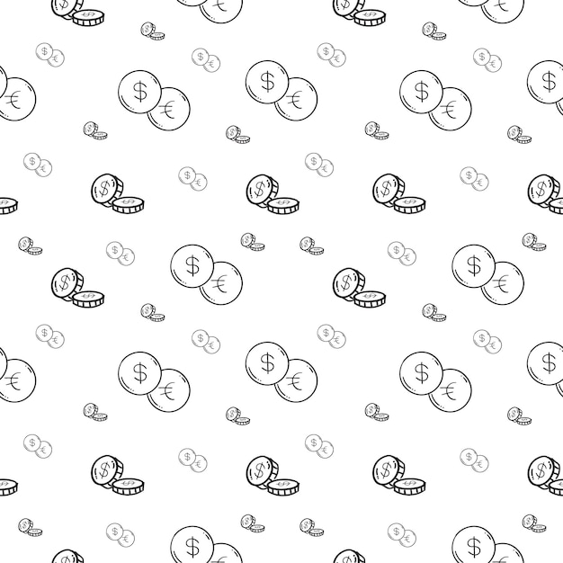 Hand drawn money seamless pattern payment doodle pattern background