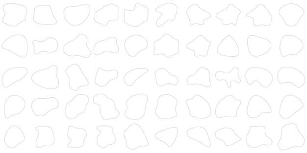 Hand Drawn Organic Shapes Linear Liquid and fluid shape Line symbol Set 50