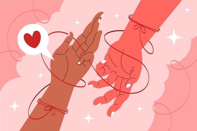 hand drawn red thread illustration