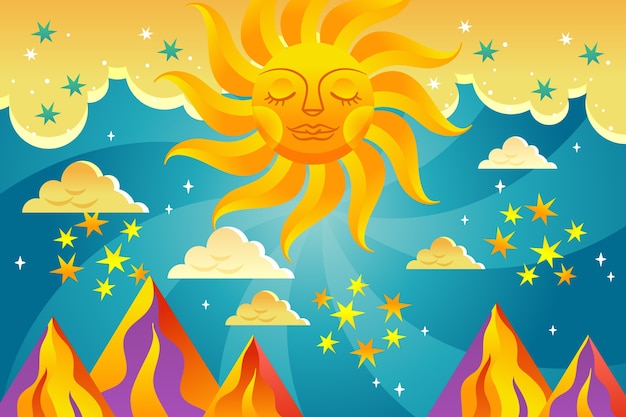 Hand drawn retro 60s-70s background