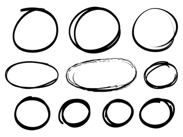 Hand drawn scribble line circles Doodle circular for message note mark design element vector illustration